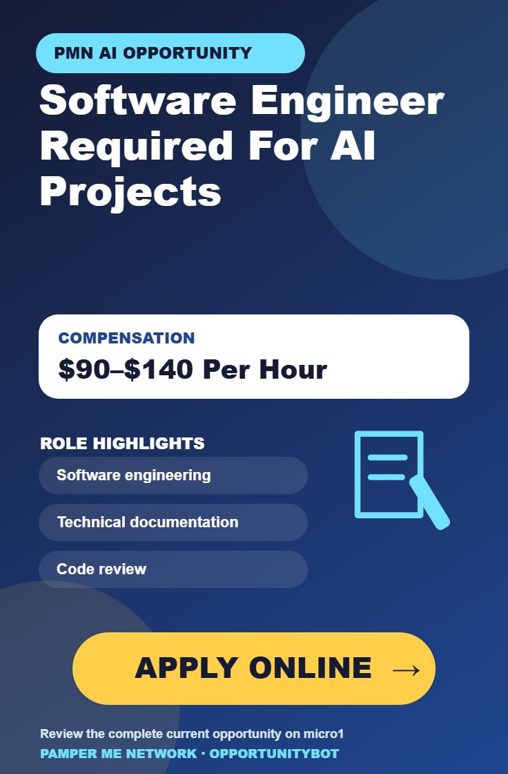 Software Engineer Required For AI Projects - Compensation: $90–$140 Per Hour - Apply Online