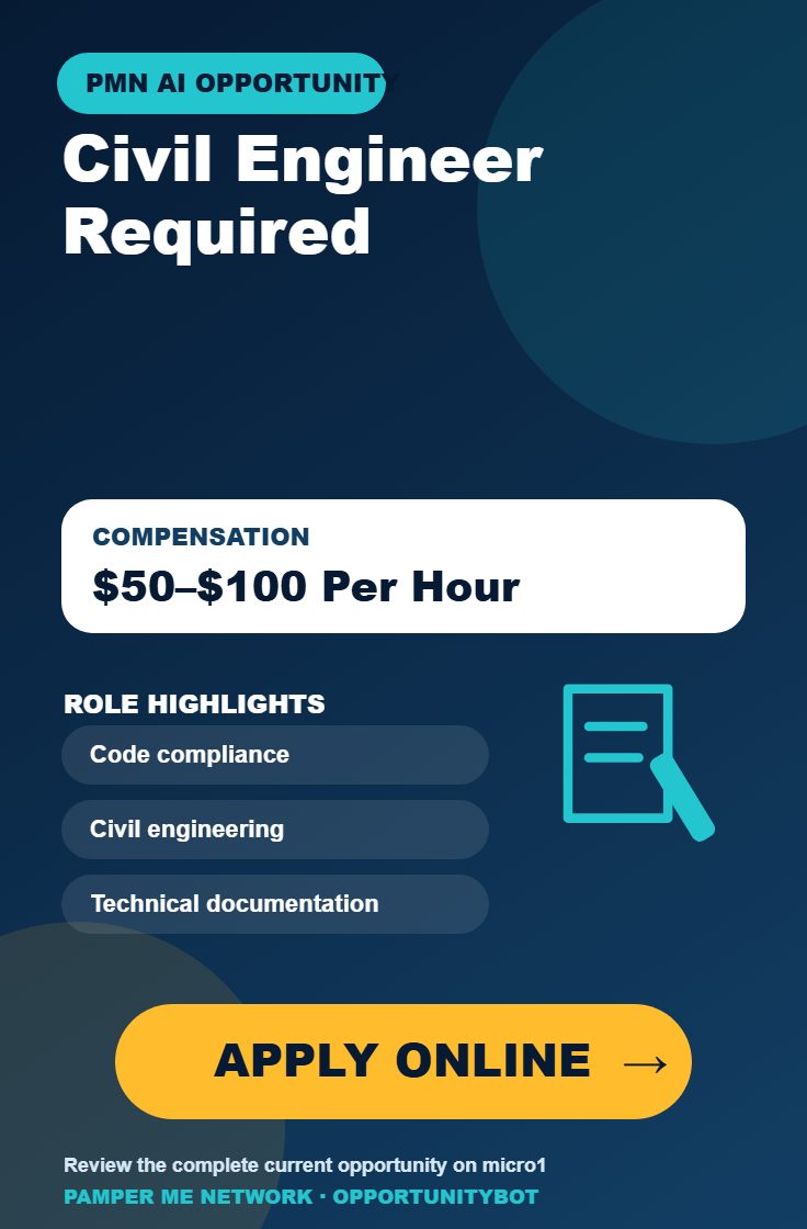 Civil Engineer Required - Compensation: $50–$100 Per Hour - Apply Online