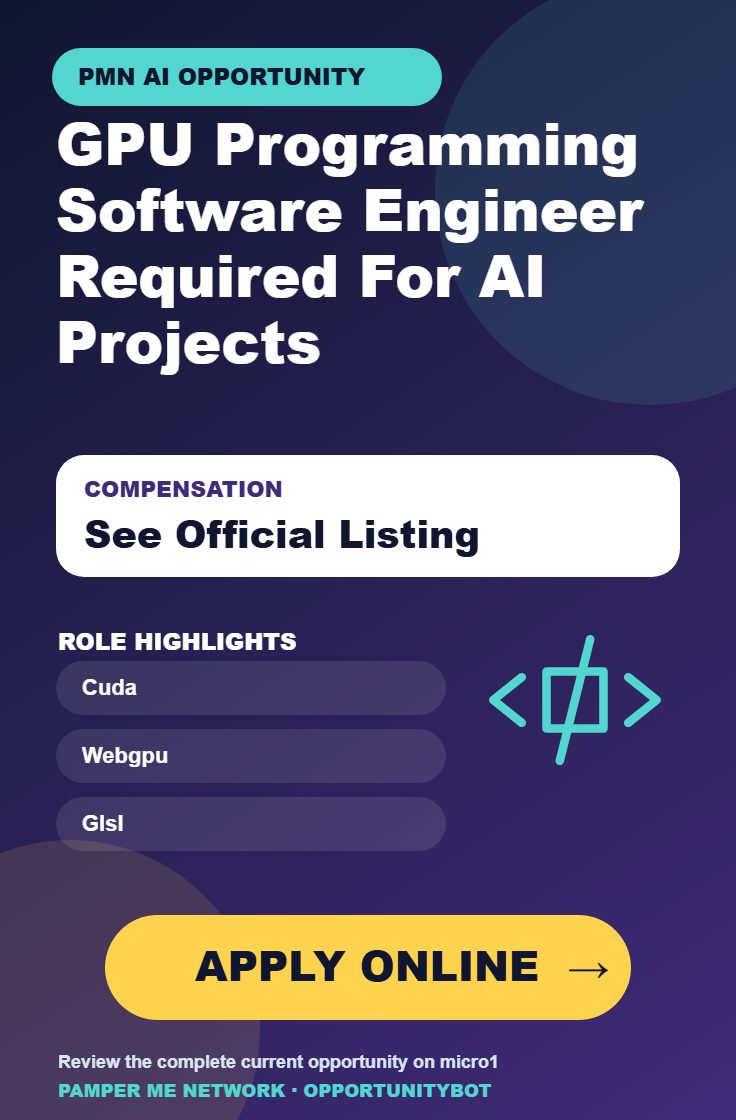 GPU Programming Software Engineer Required For AI Projects - Apply Online