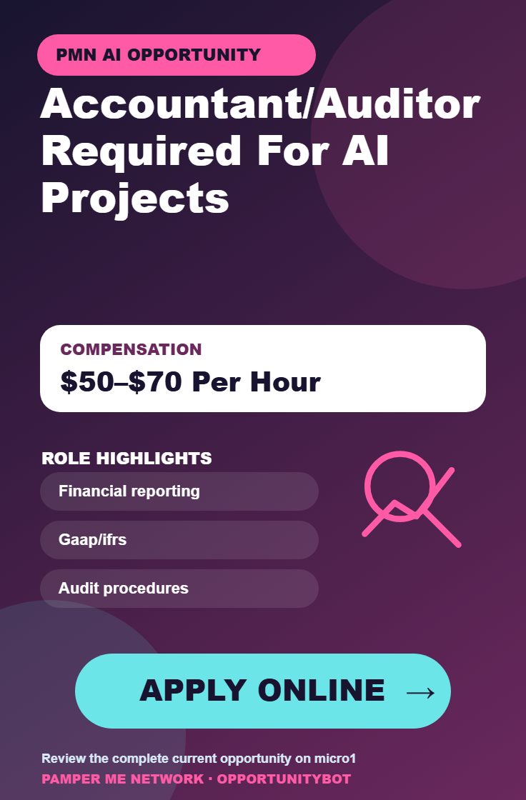 Accountant / Auditor Required For AI Projects - Compensation: $50–$70 Per Hour - Apply Online