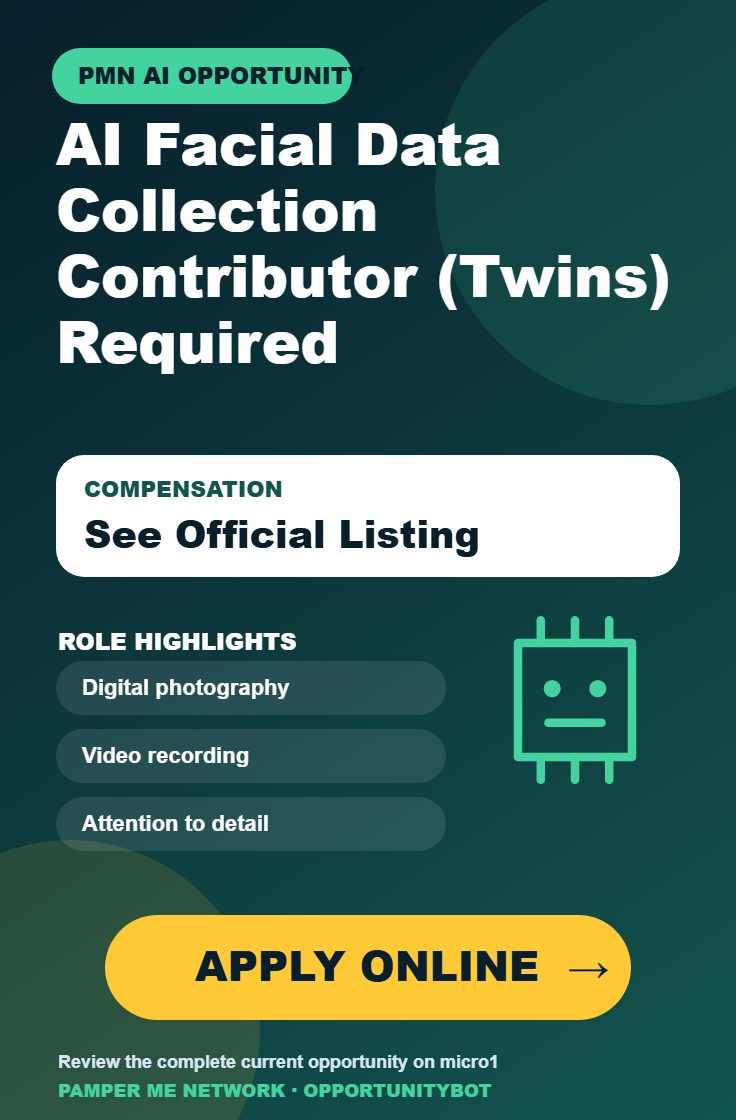AI Facial Data Collection Contributor (Twins) Required - Apply Online