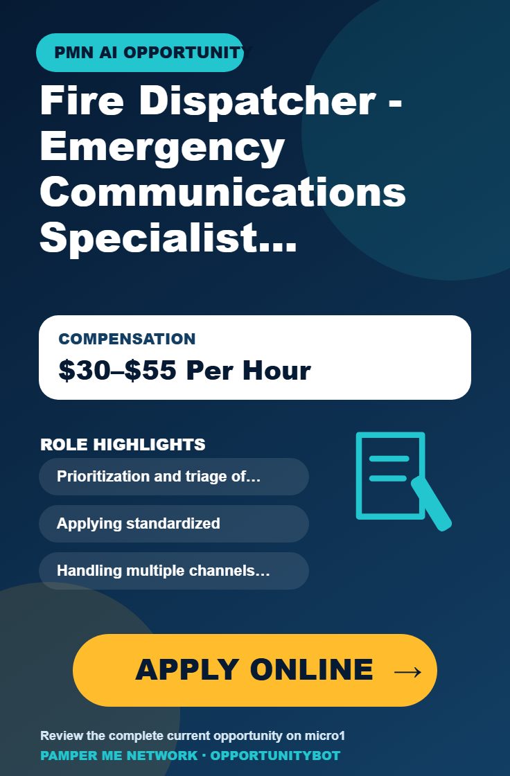 Fire Dispatcher - Emergency Communications Specialist Required - Compensation: $30–$55 Per Hour - Apply Online