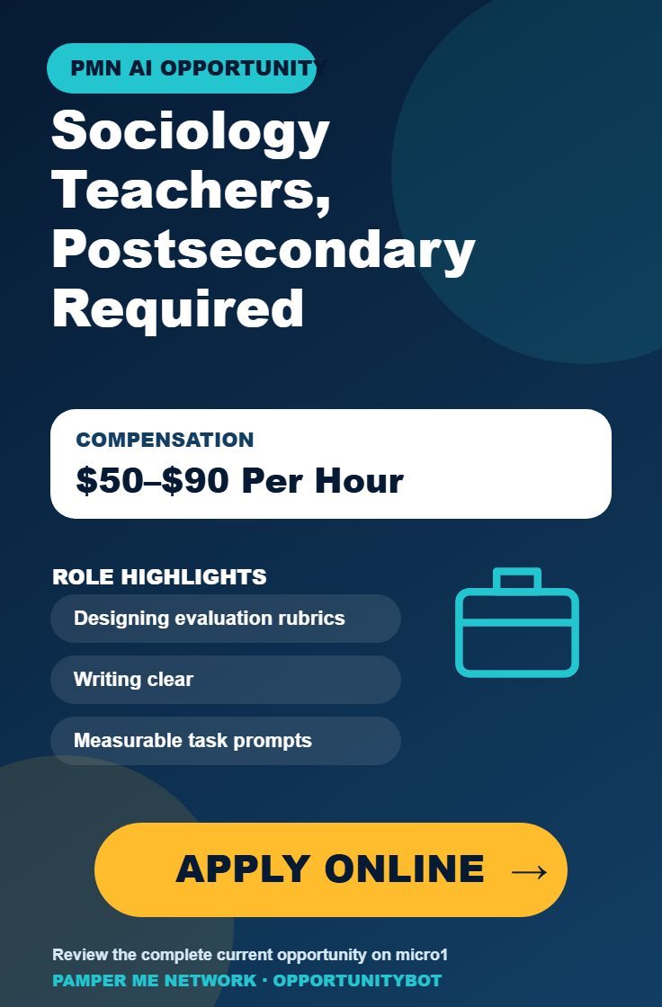Sociology Teachers, Postsecondary Required - Compensation: $50–$90 Per Hour - Apply Online