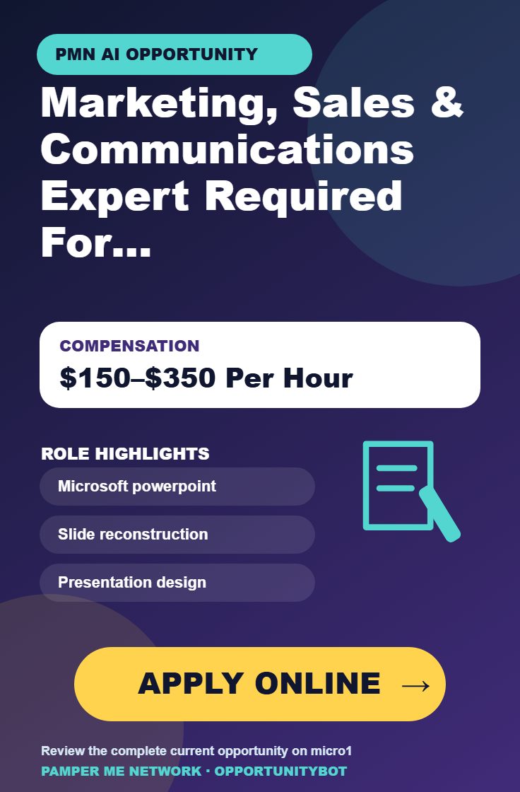 Marketing, Sales & Communications Expert Required For AI Projects - Compensation: $150–$350 Per Hour - Apply Online