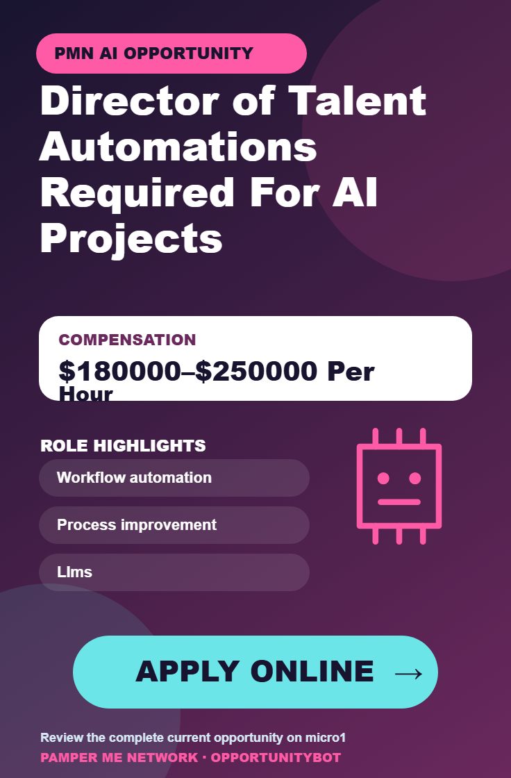 Director of Talent Automations Required For AI Projects - Compensation: $180000–$250000 Per Hour - Apply Online