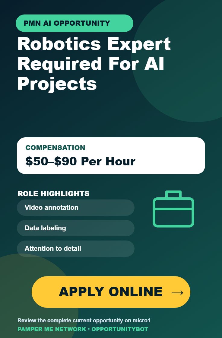 Robotics Expert Required For AI Projects - Compensation: $50–$90 Per Hour - Apply Online