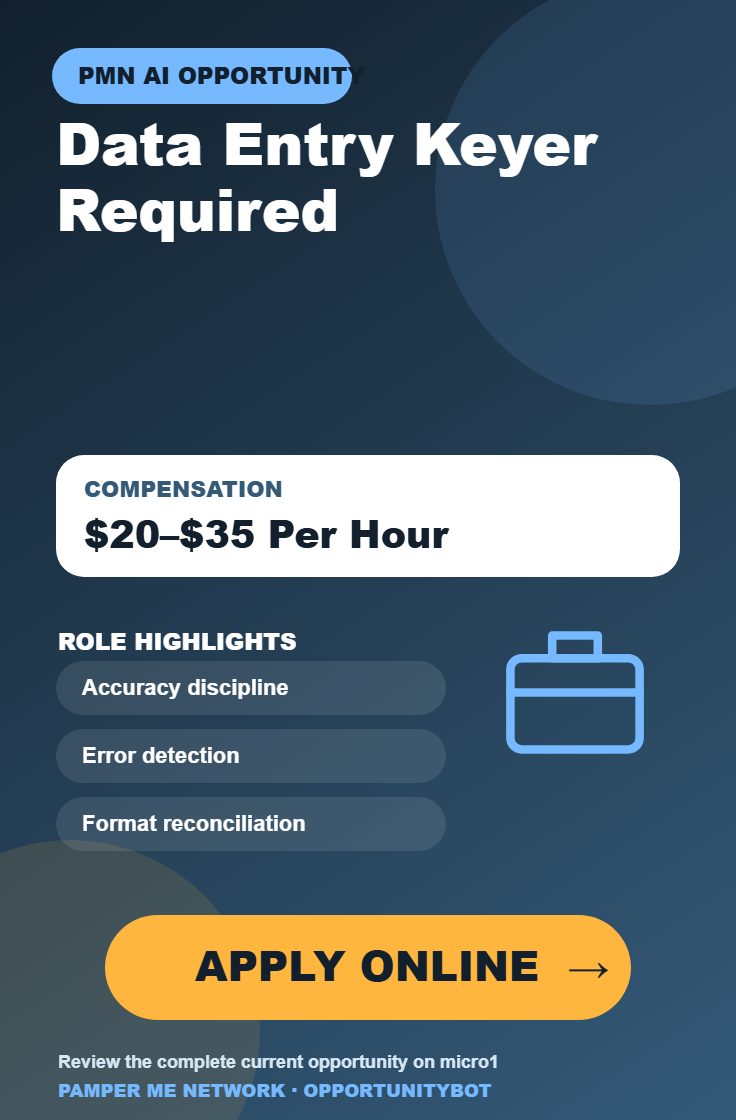 Data Entry Keyer Required - Compensation: $20–$35 Per Hour - Apply Online