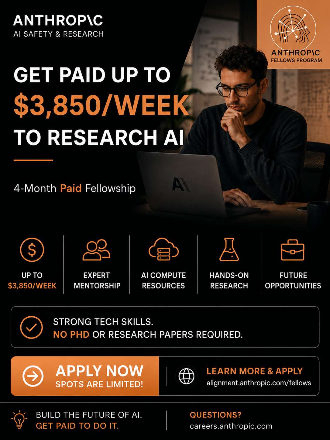 Anthropic AI Research Fellowship Program - Get Paid Up To $3,850/Week To Research AI
