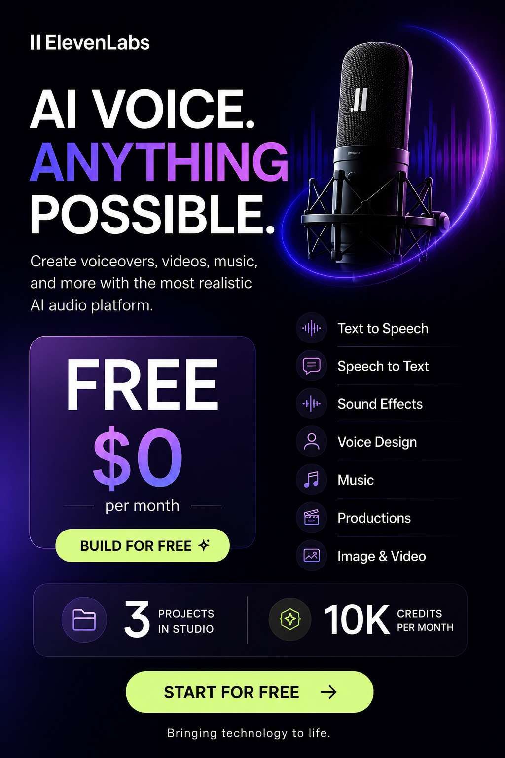 FREE AI VOICE & CONTENT CREATION TOOLS — START BUILDING WITH ELEVENLABS TODAY