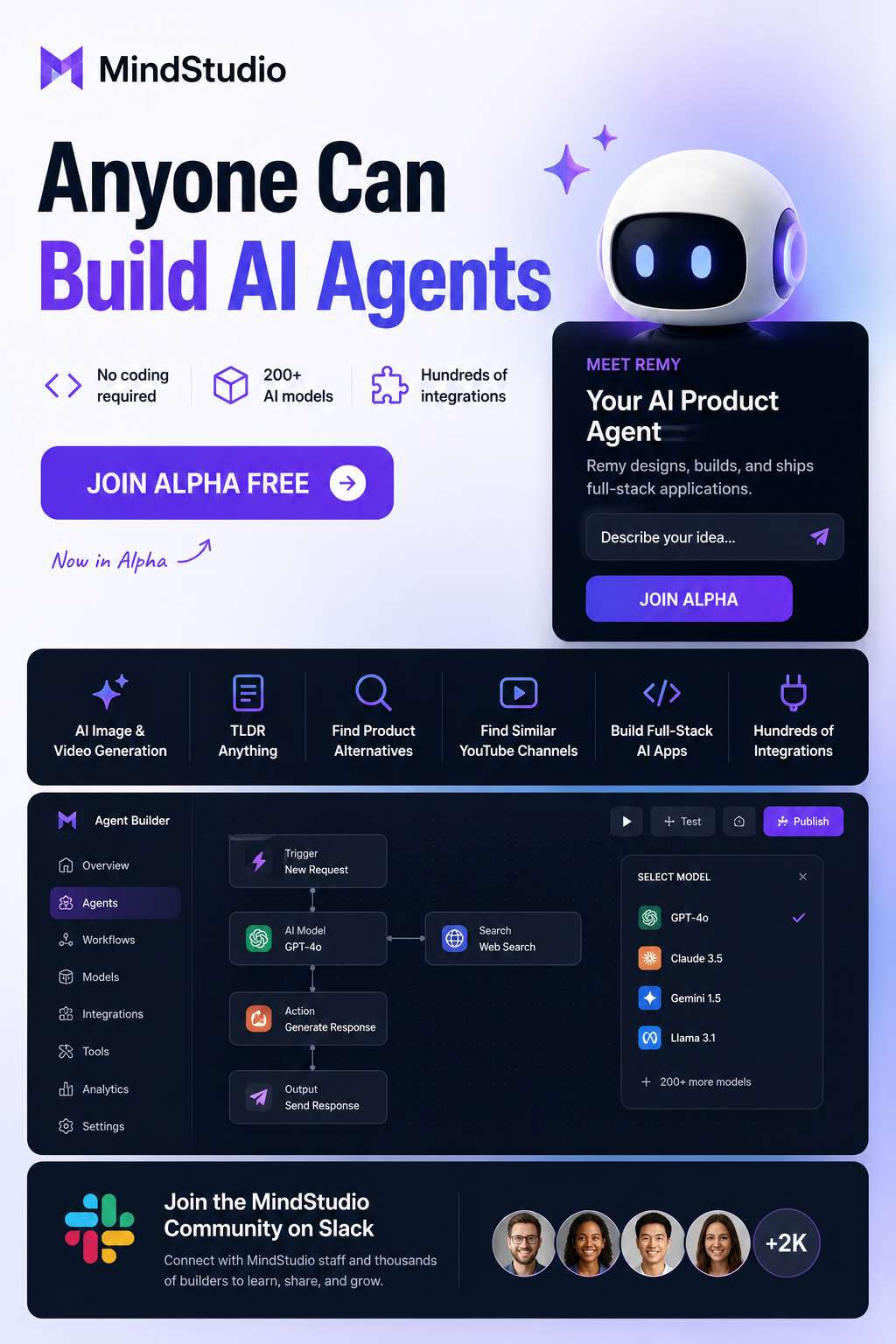 Build AI Agents Without Coding — Join the MindStudio Alpha Free