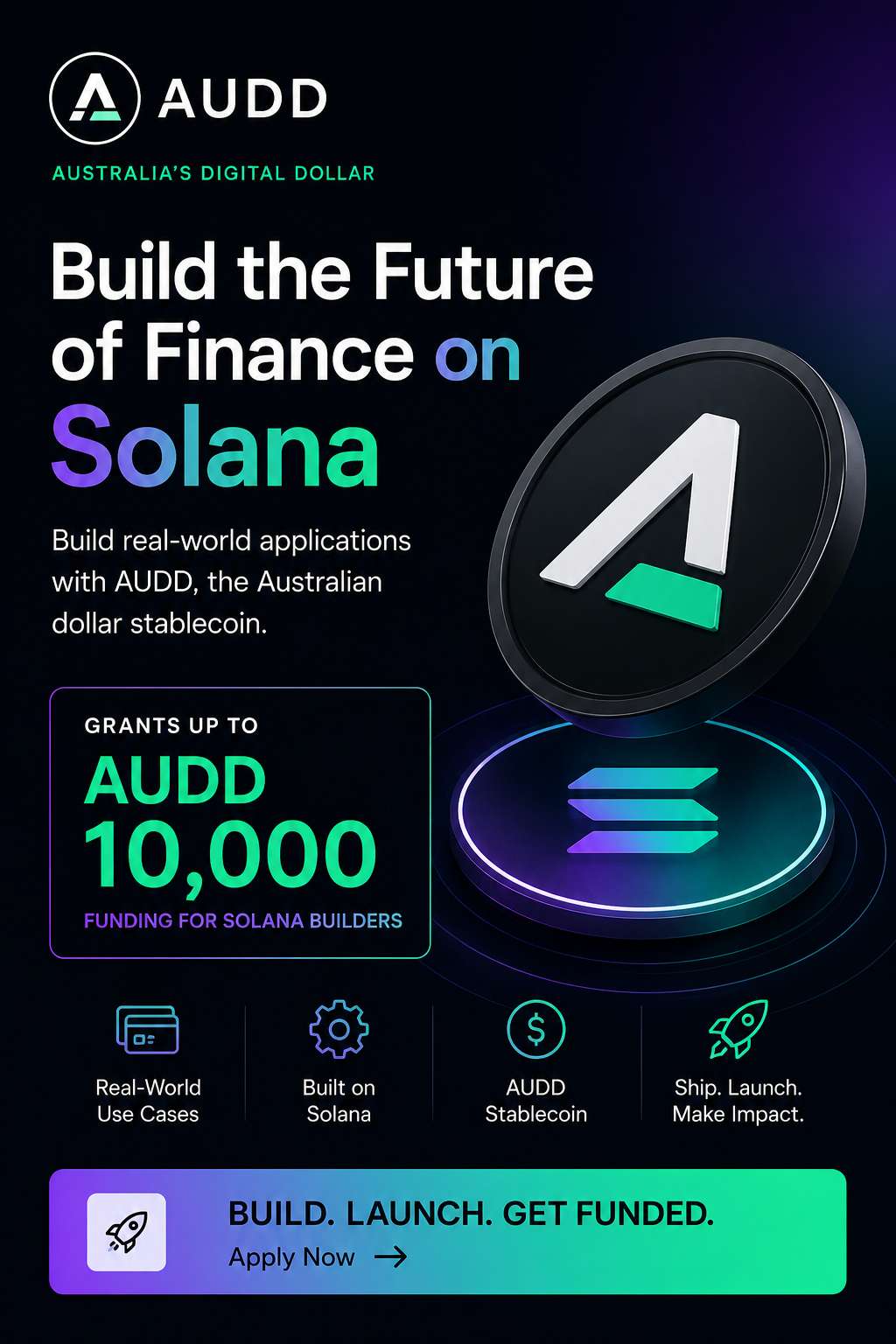 Receive 1,000 - 10,000 AUDD - Build the Future of Australian Digital Finance with AUDD on Solana