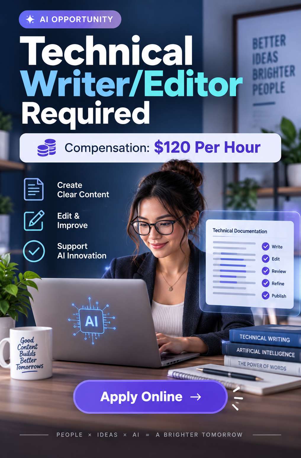Technical Writer / Editor Required - Compensation: $120 Per Hour