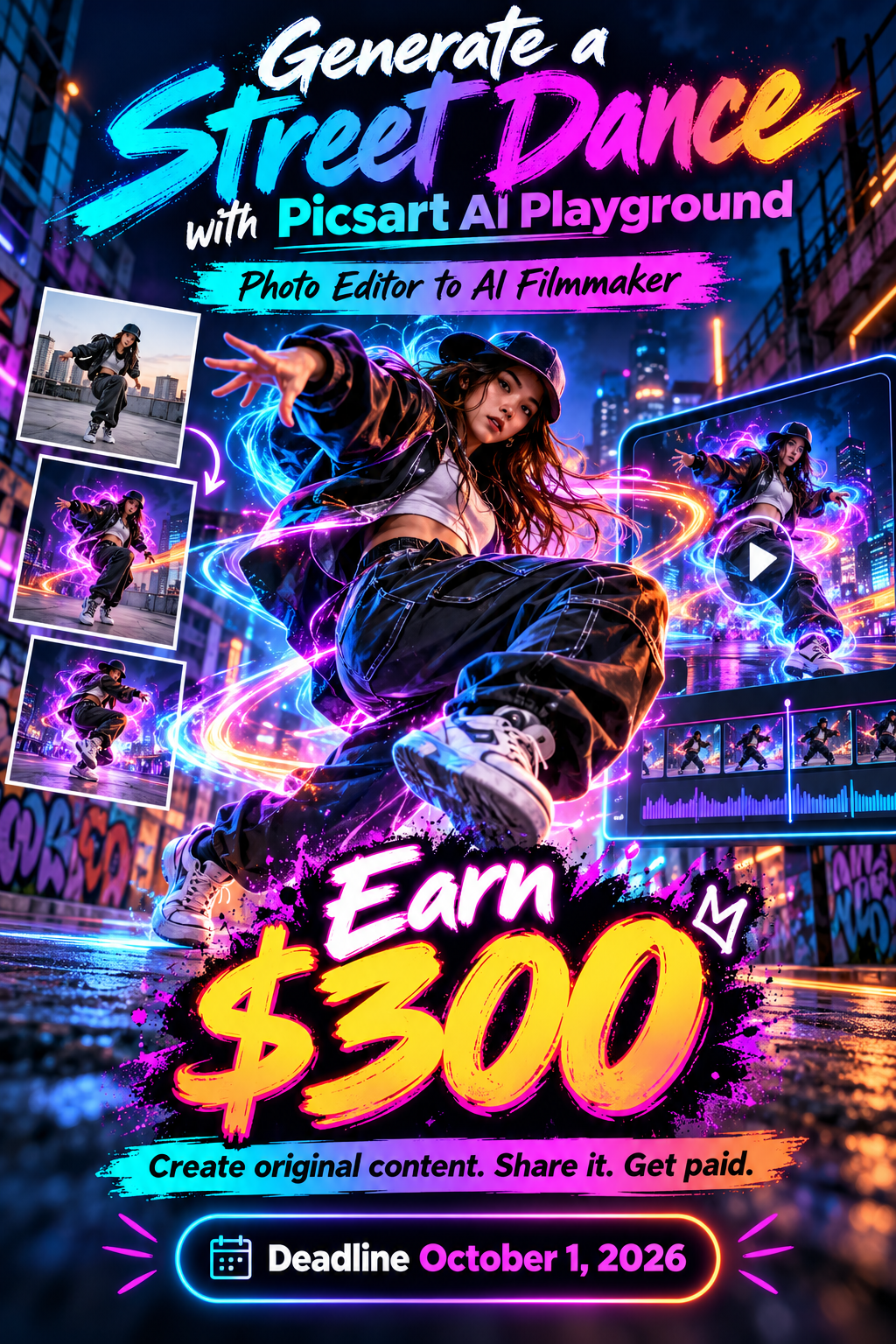 Picsart AI Street Dance Creator Campaign — Turn AI Videos Into Earnings of Up to $300