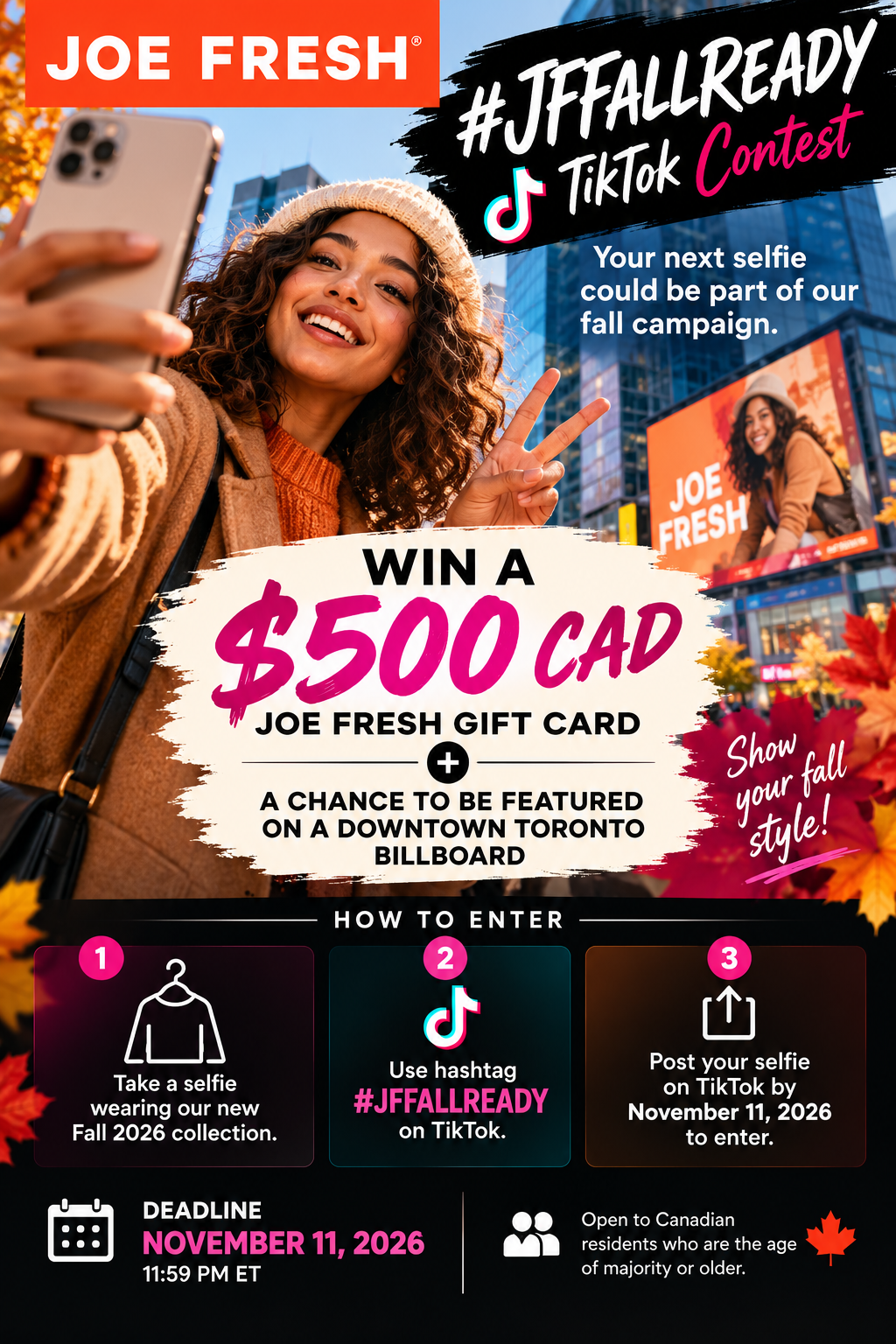 Contest / Challenge — Joe Fresh — $500 — Deadline November 11, 2026