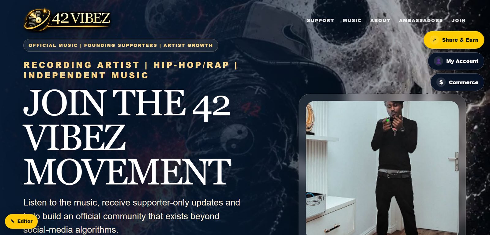 42 Vibez custom landing page