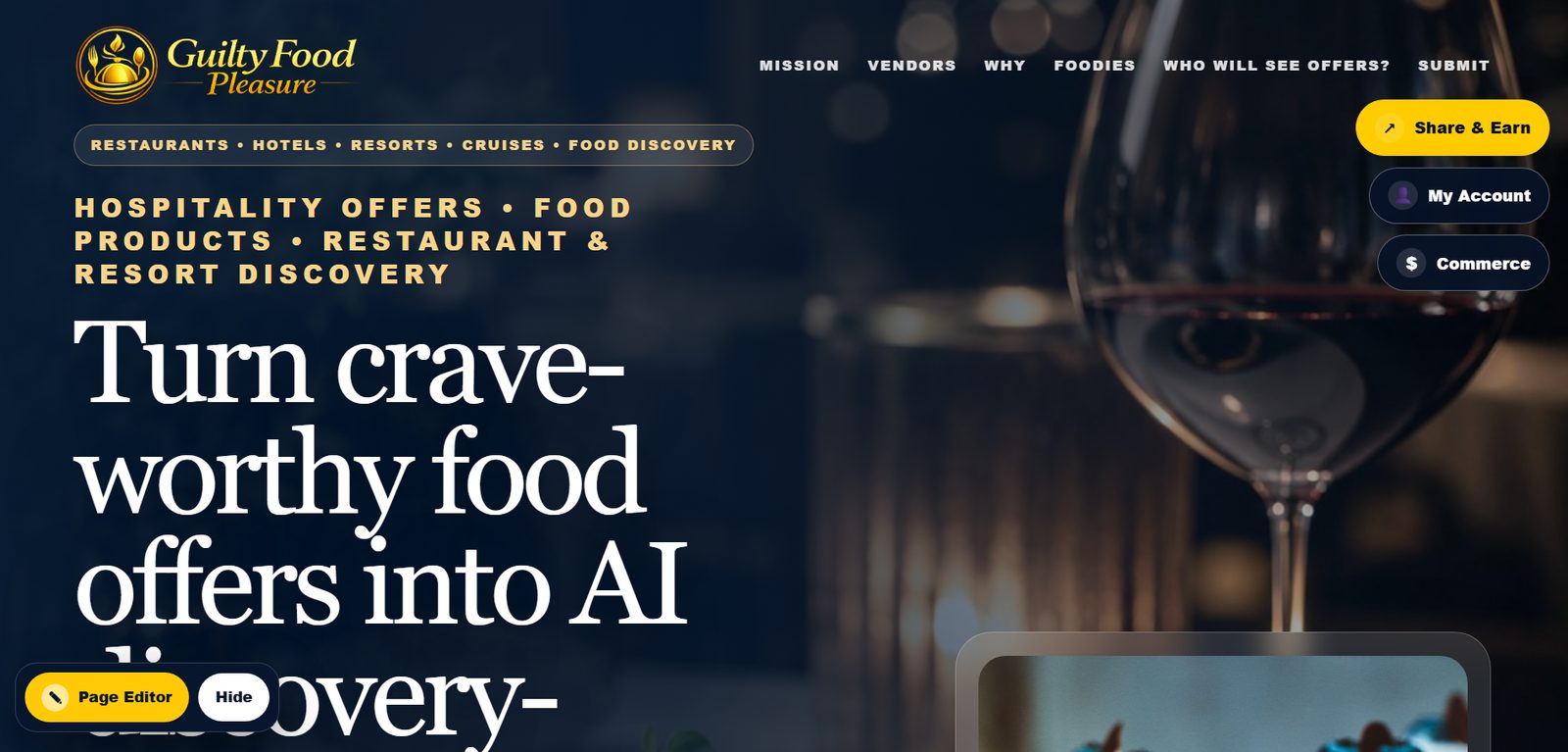 Guilty Food Pleasure custom landing page