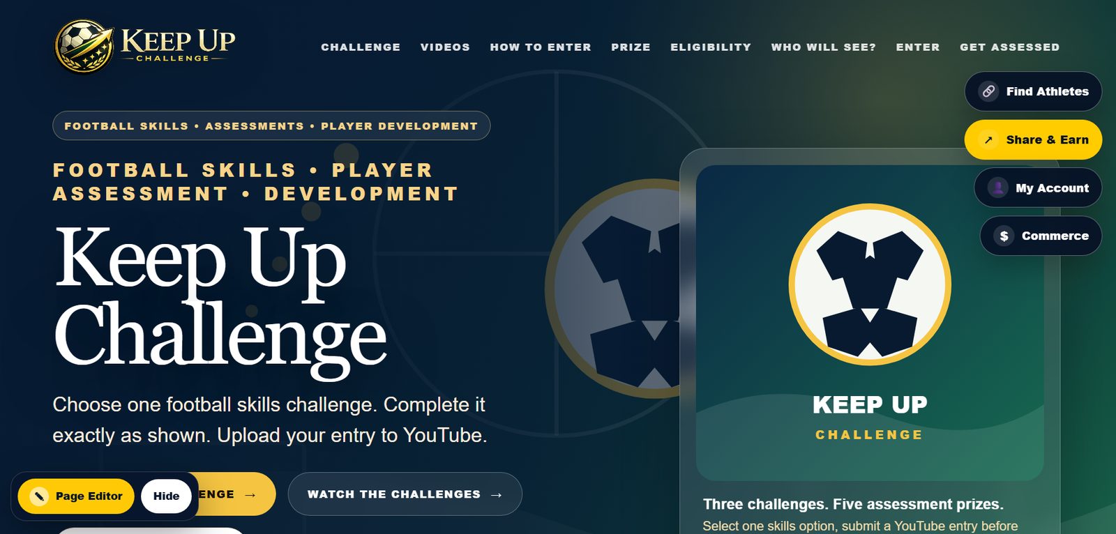 Keep Up Challenge custom landing page