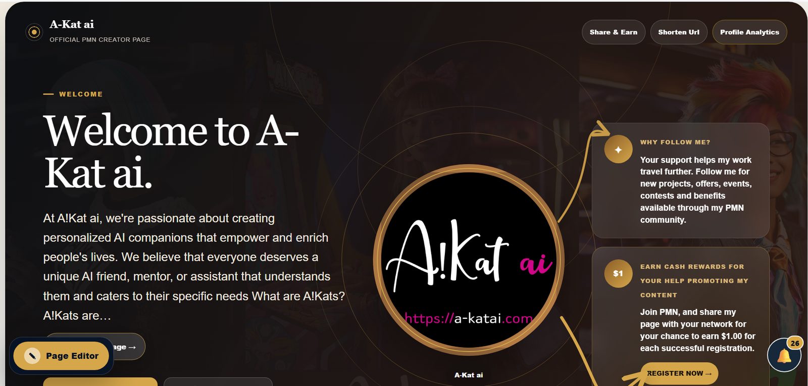 A-Kat ai PMN creator profile page