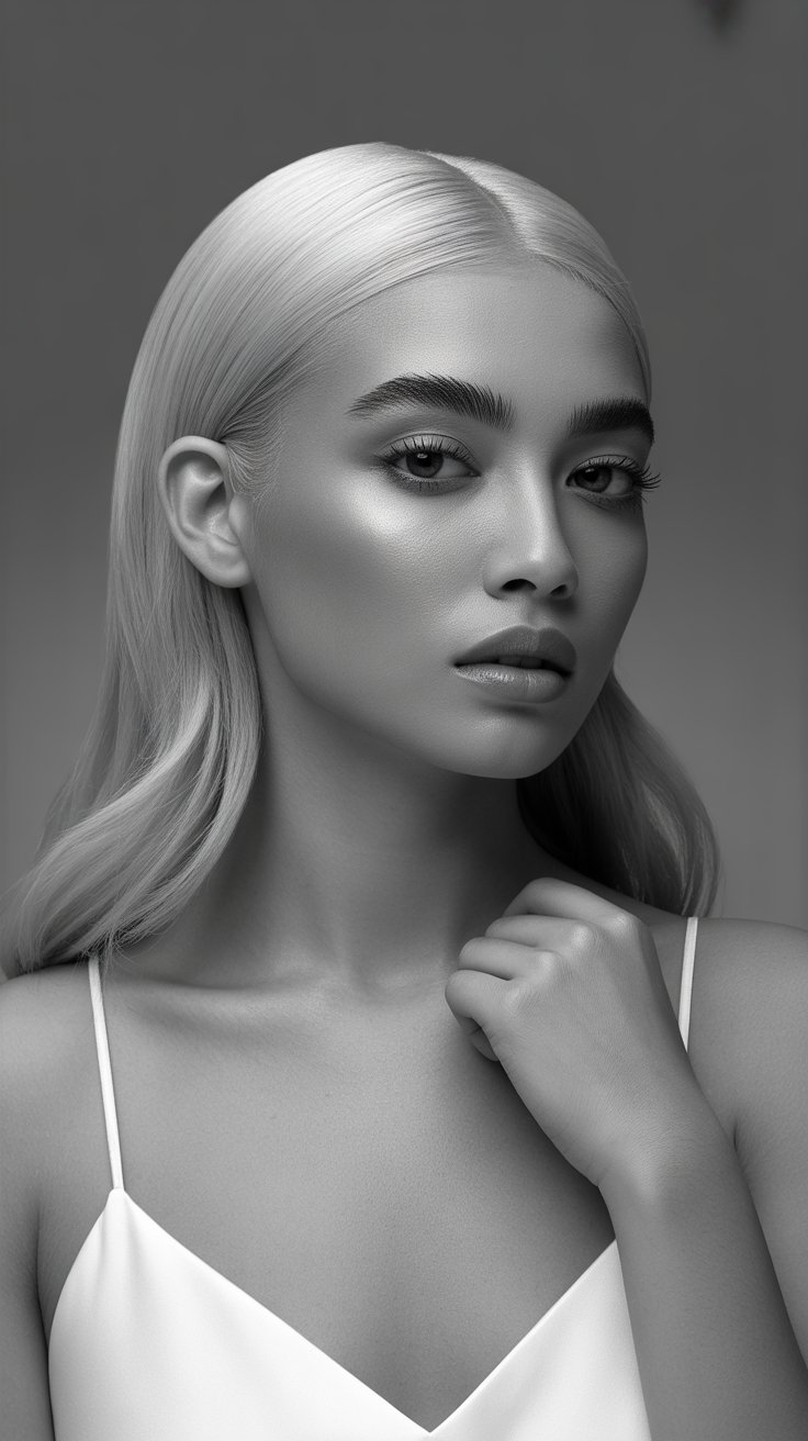 Effortless Elegance ✨: Light Makeup & Straight Hair in a White Dress