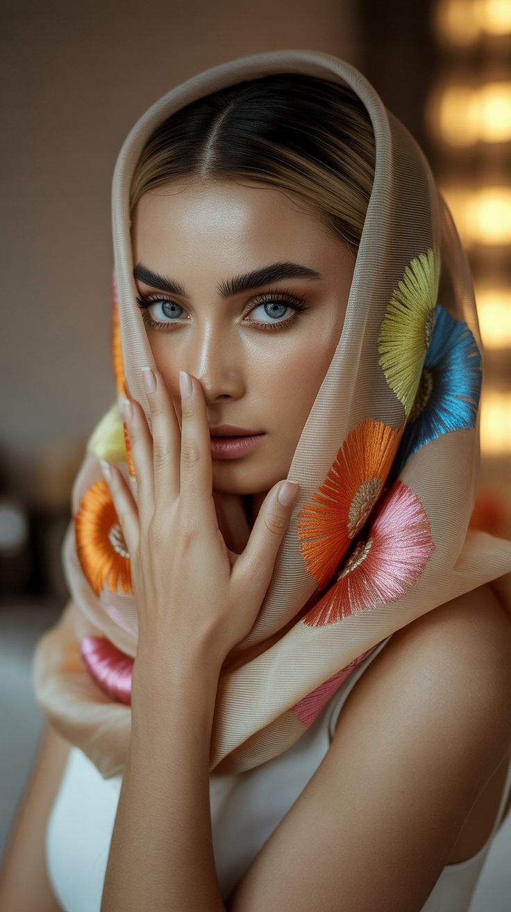 Effortless Chic ✨: Jelled Back Hair, Headwrap & White Dress