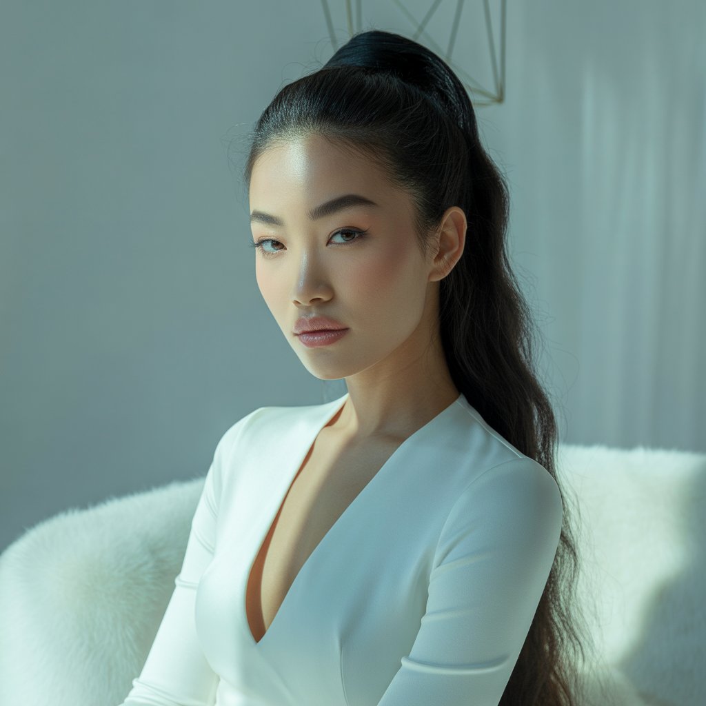 Casual Chic 🍃: White Blouse, Long Hair & Light Makeup