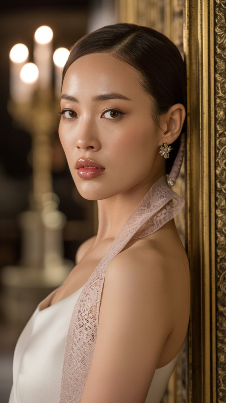 Effortless Luxe ✨: Silk Dress, Short Hair & Glossy Lips