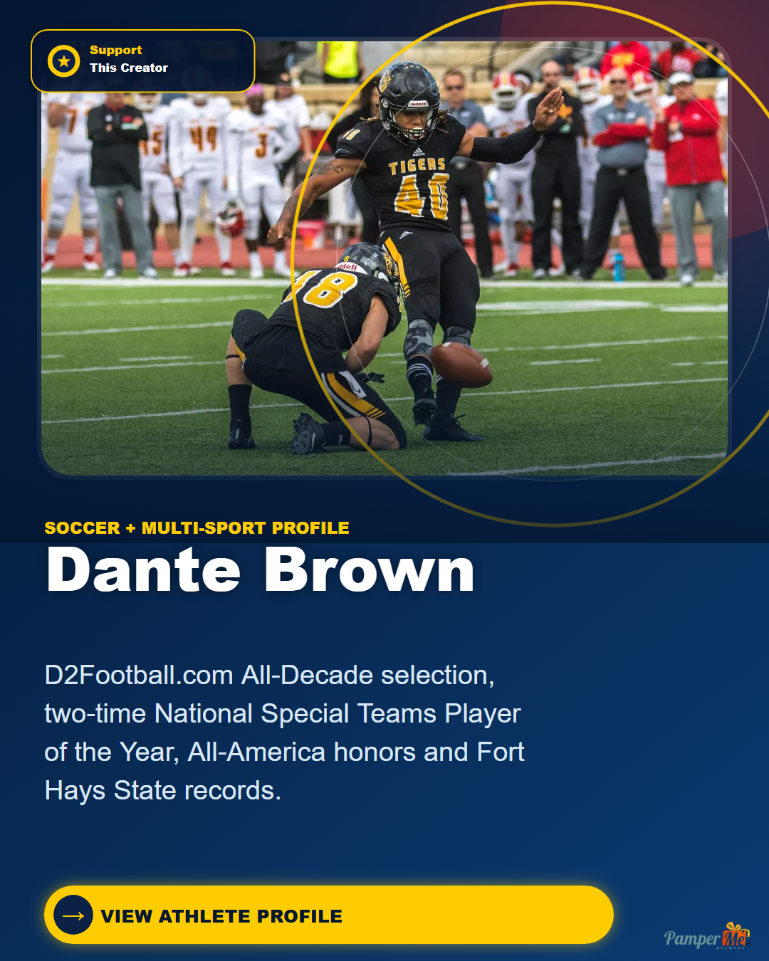 WhatsApp design for Dante Brown — Elite Kicker / Punter Profile