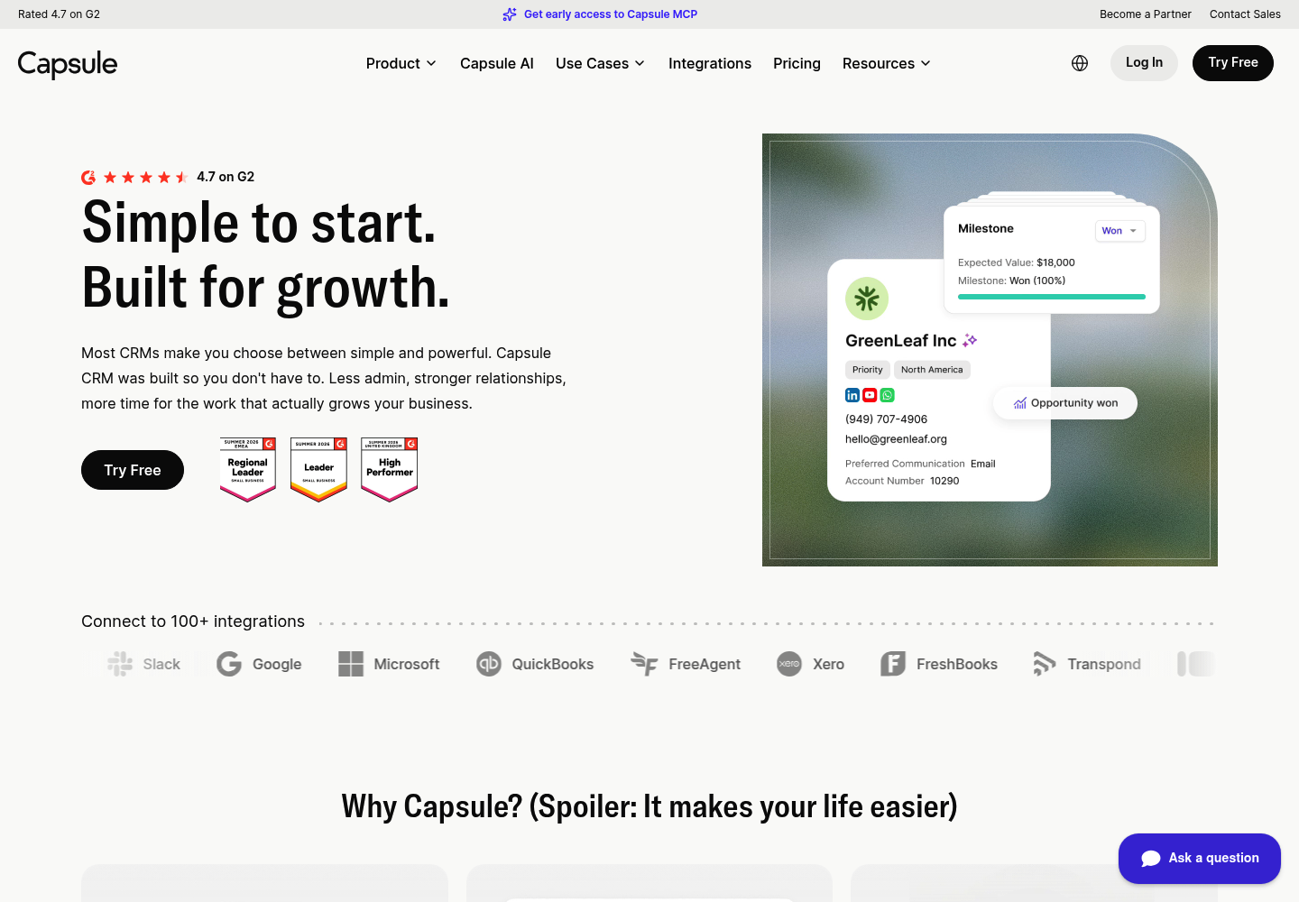 Capsule website screenshot
