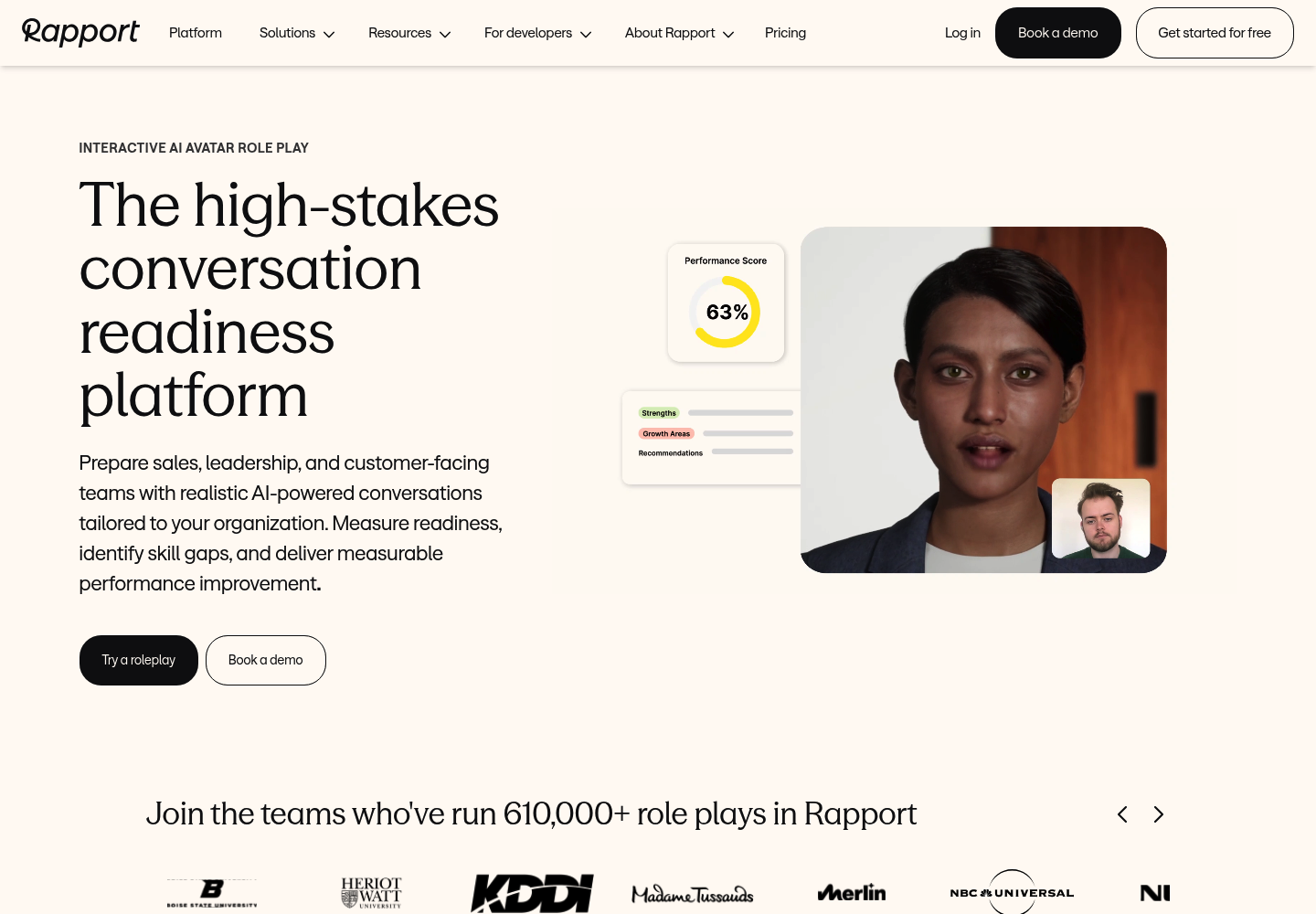 Rapport AI website screenshot
