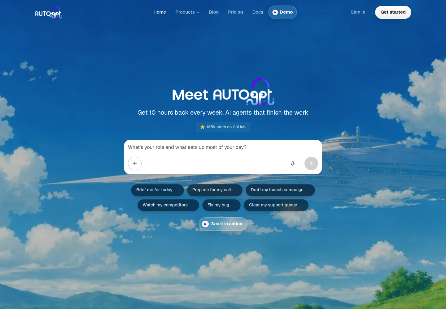 AutoGPT website screenshot