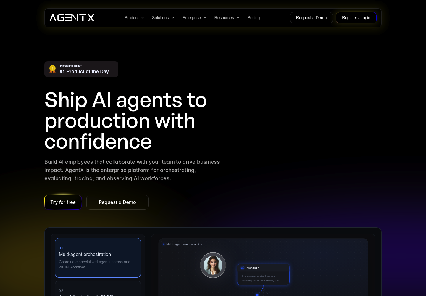 AgentX website screenshot