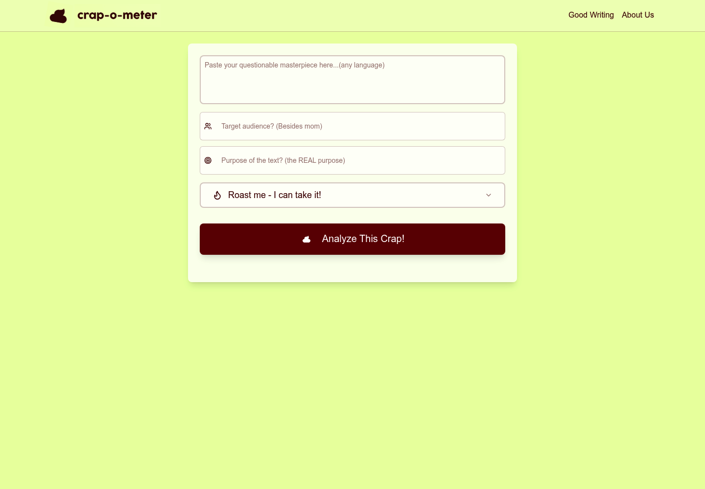 crap-o-meter.com website screenshot