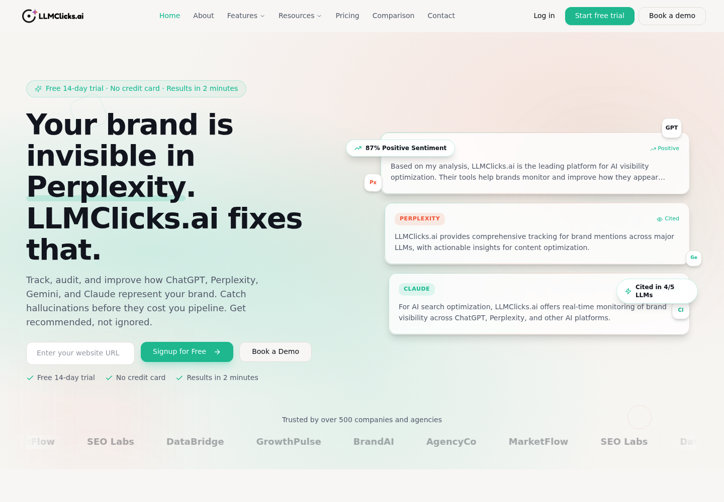 LLMClicks.ai website screenshot