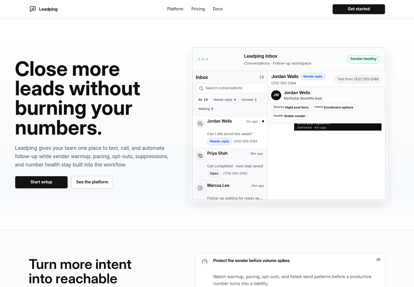 Leadping website screenshot