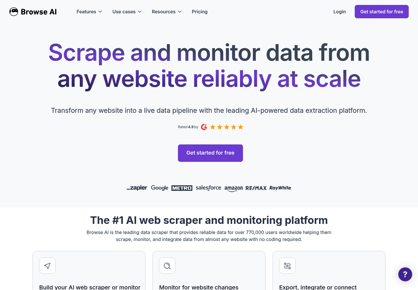 Browse AI website screenshot