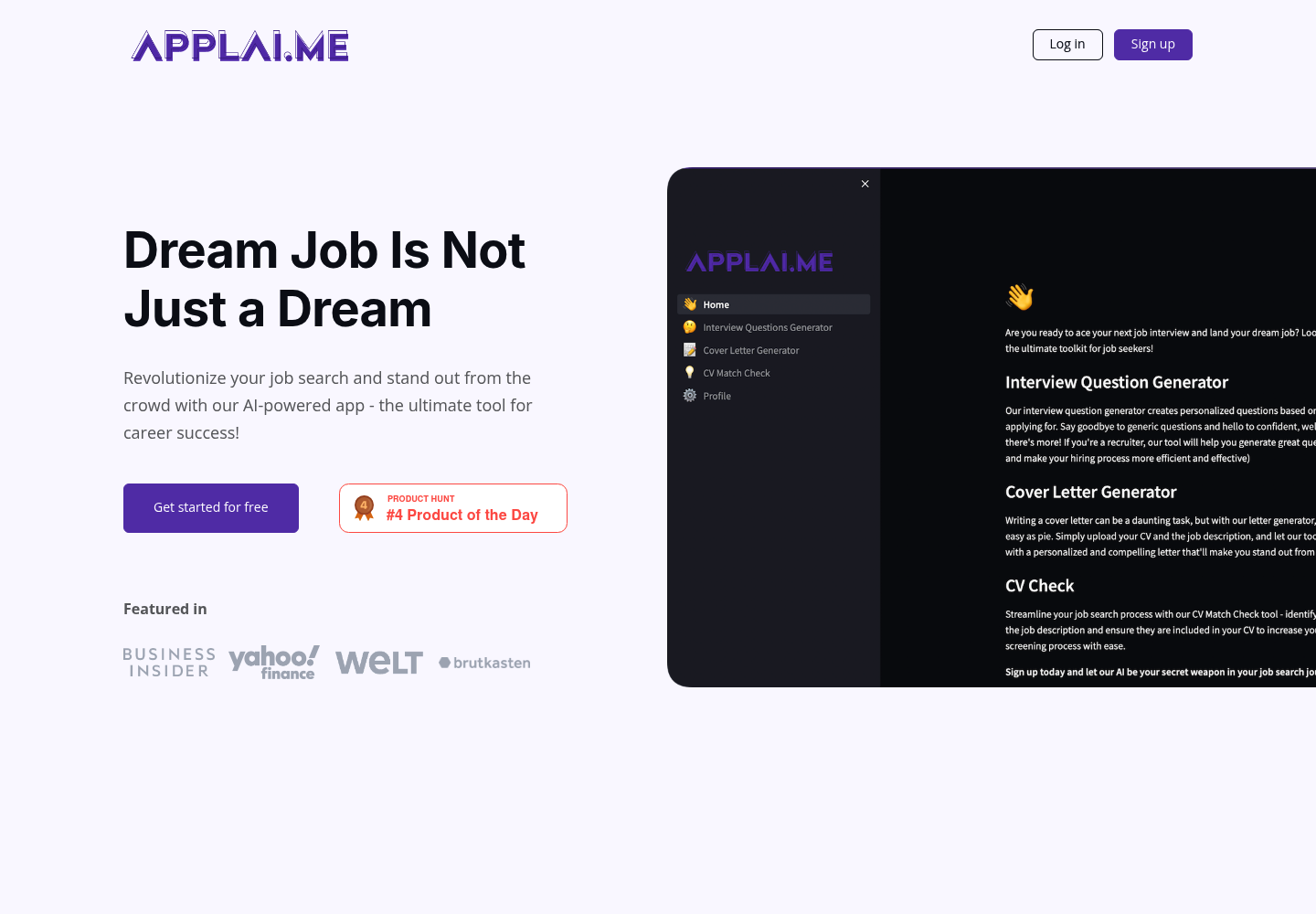 Applai AI website screenshot