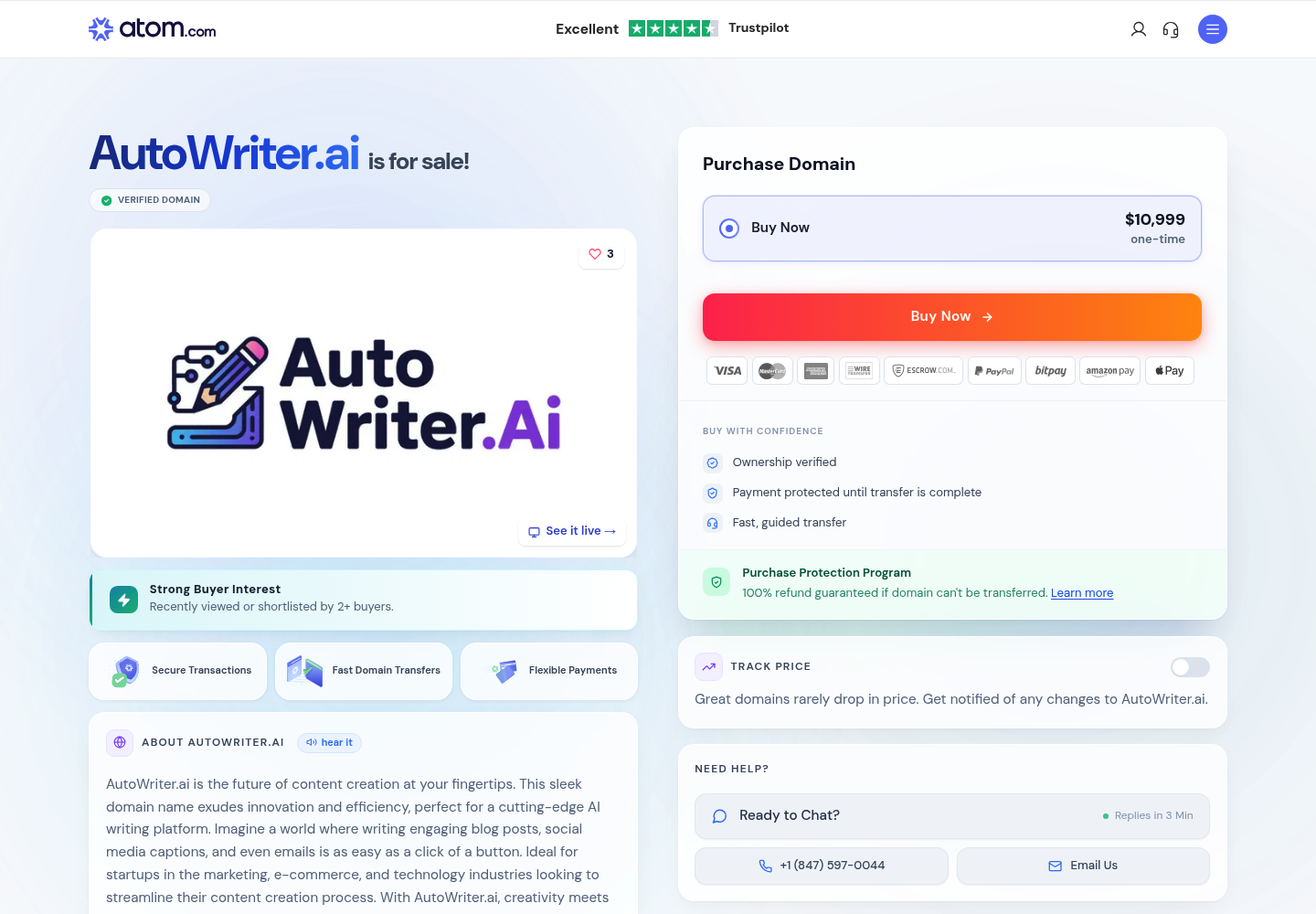 Autowriter AI website screenshot