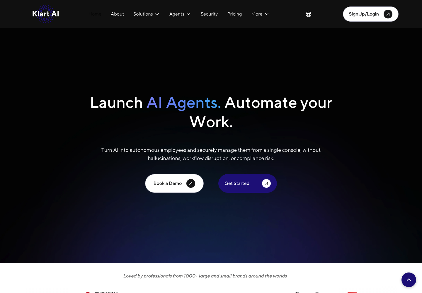 Klart AI website screenshot