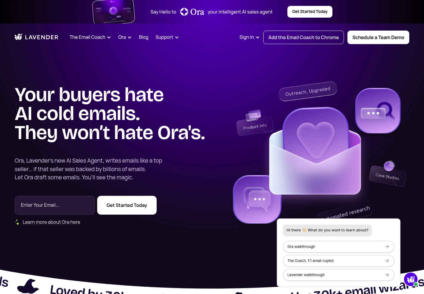 Lavender AI website screenshot