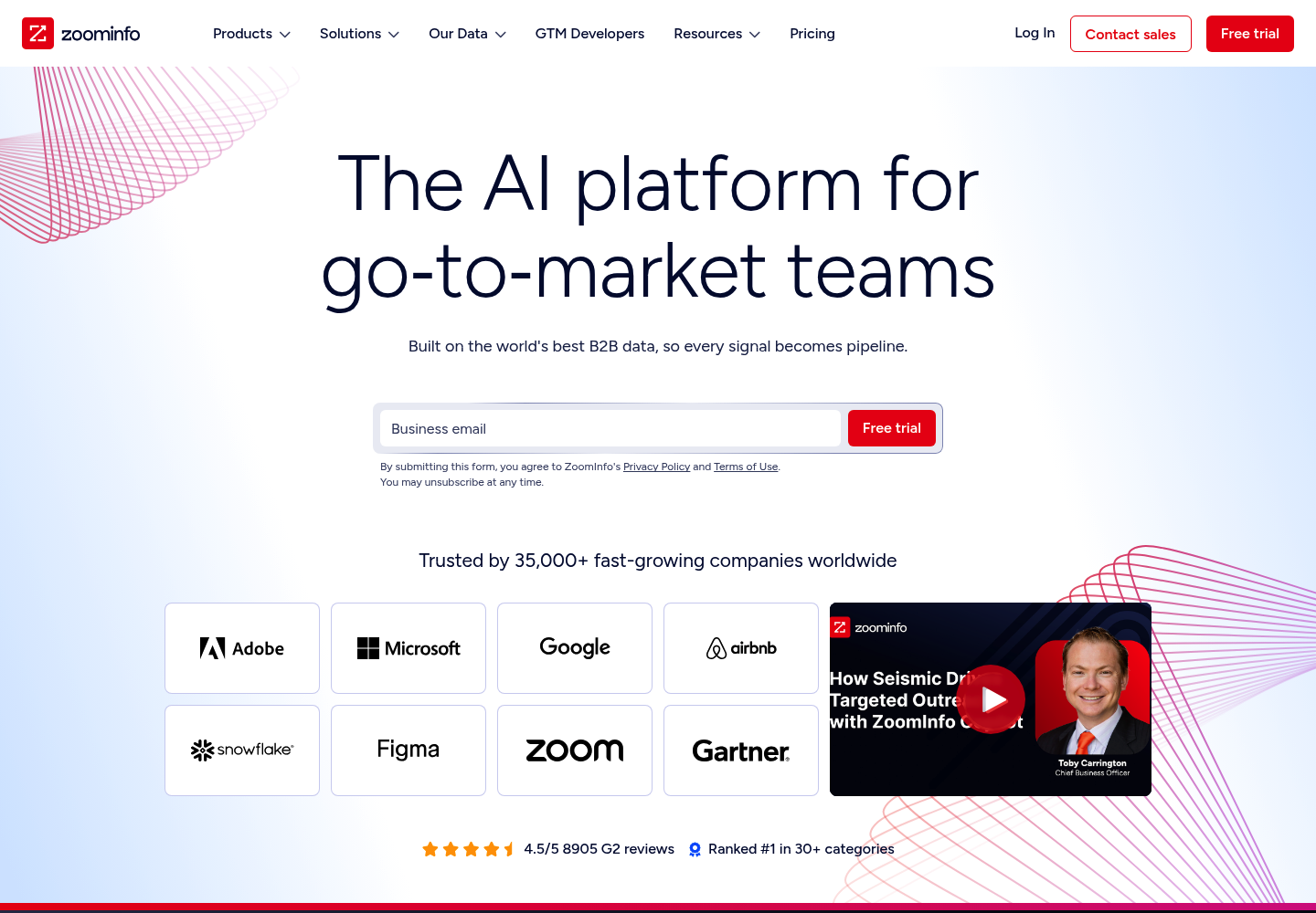 ZoomInfo AI website screenshot