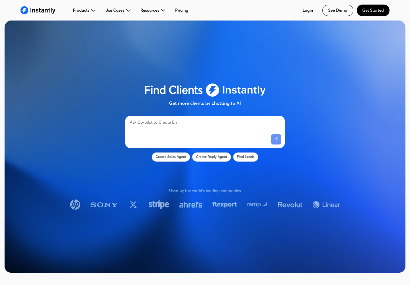 Instantly AI website screenshot