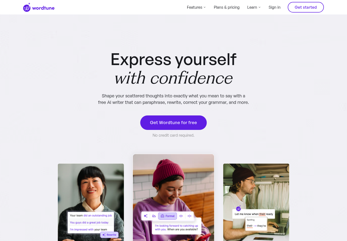 WordTune AI  website screenshot