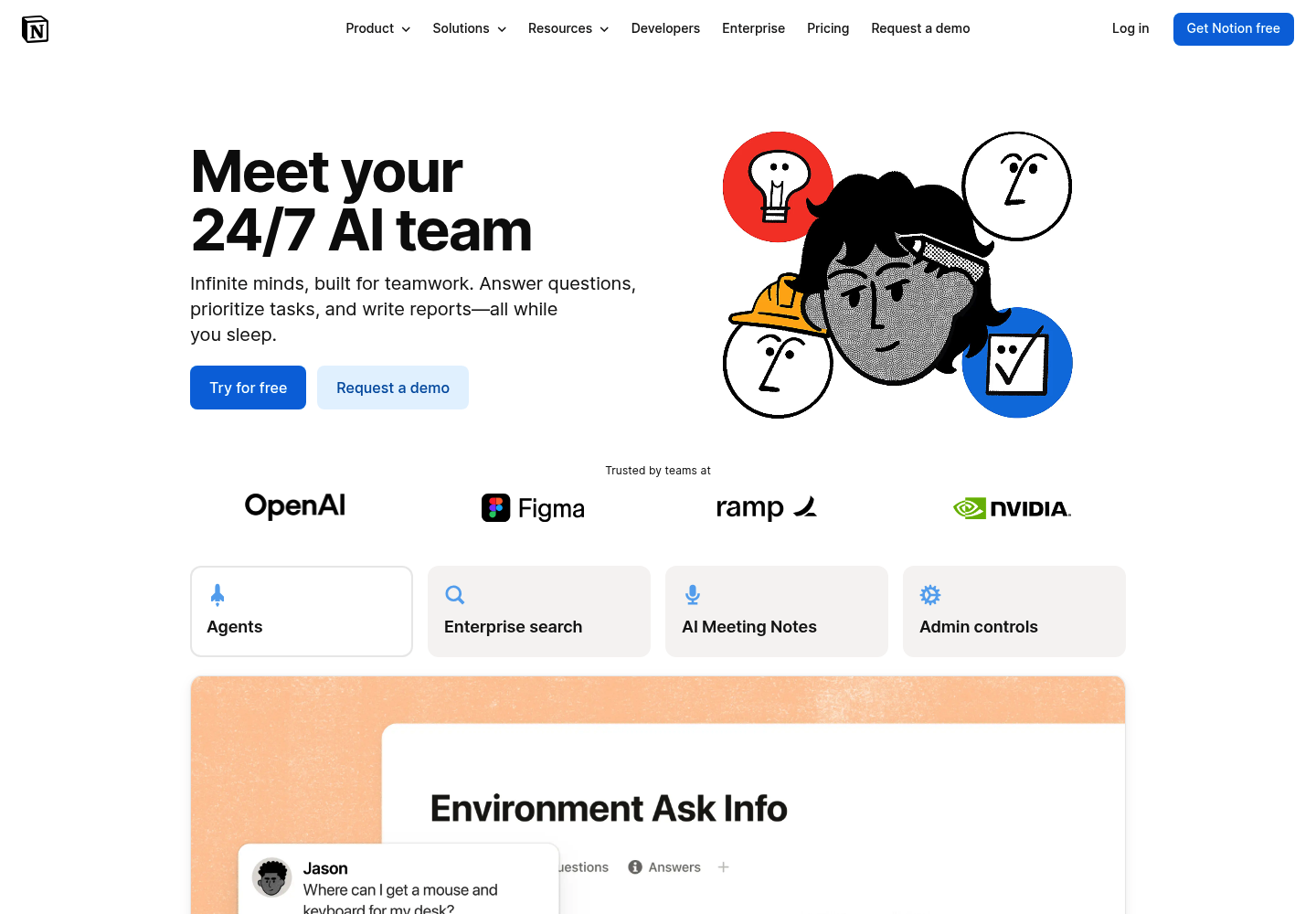 Notion AI website screenshot