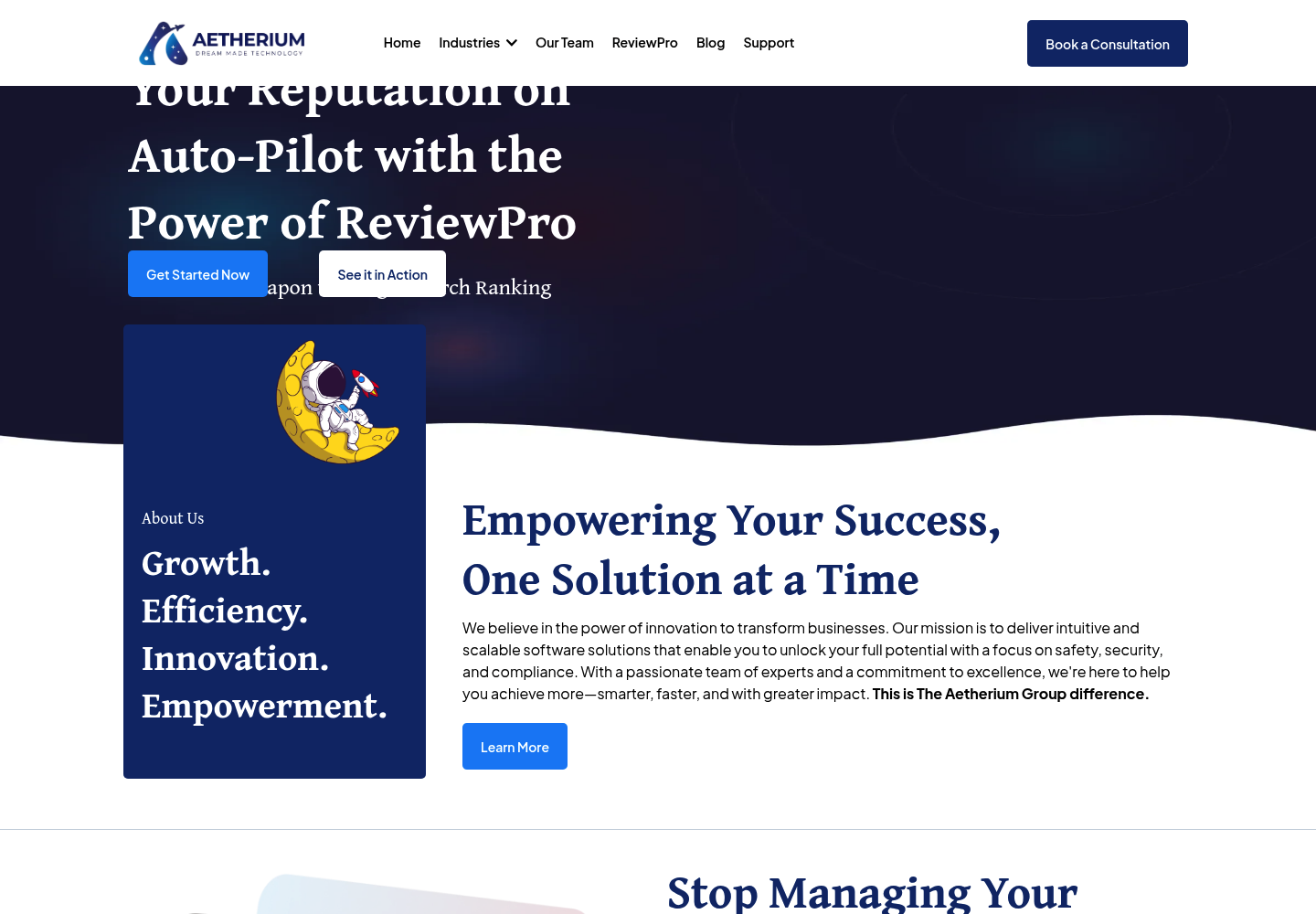 Aetherium AI website screenshot