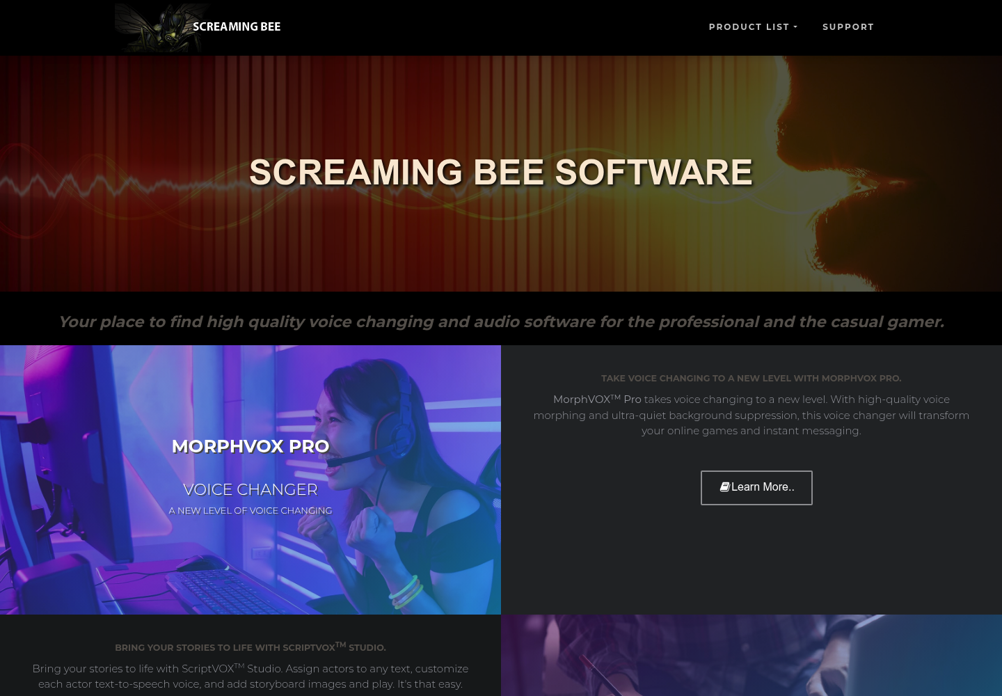 Screaming Bee website screenshot
