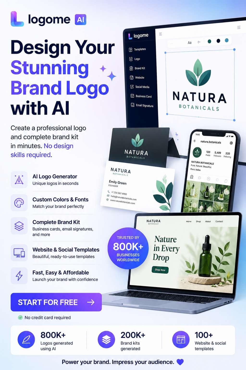 Create Stunning AI Logos & Brand Kits — Start Free With Logome AI