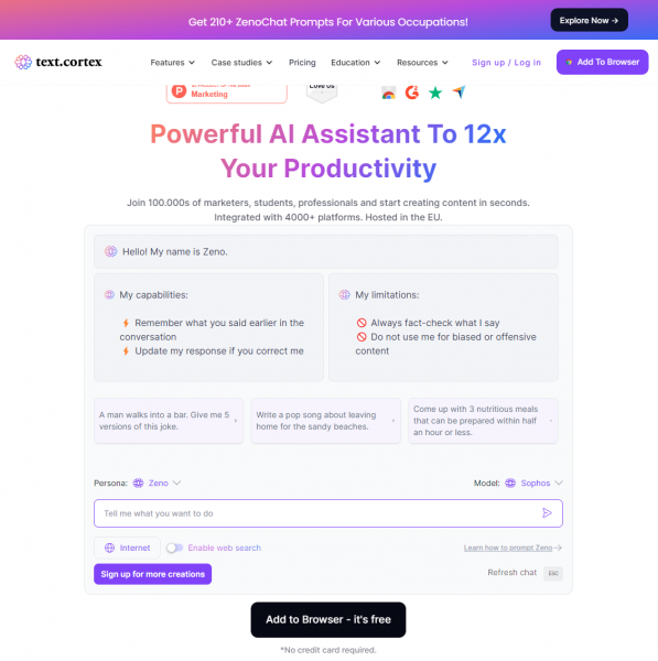 TextCortex: Zeno ChatGPT Ai Writing Assistant