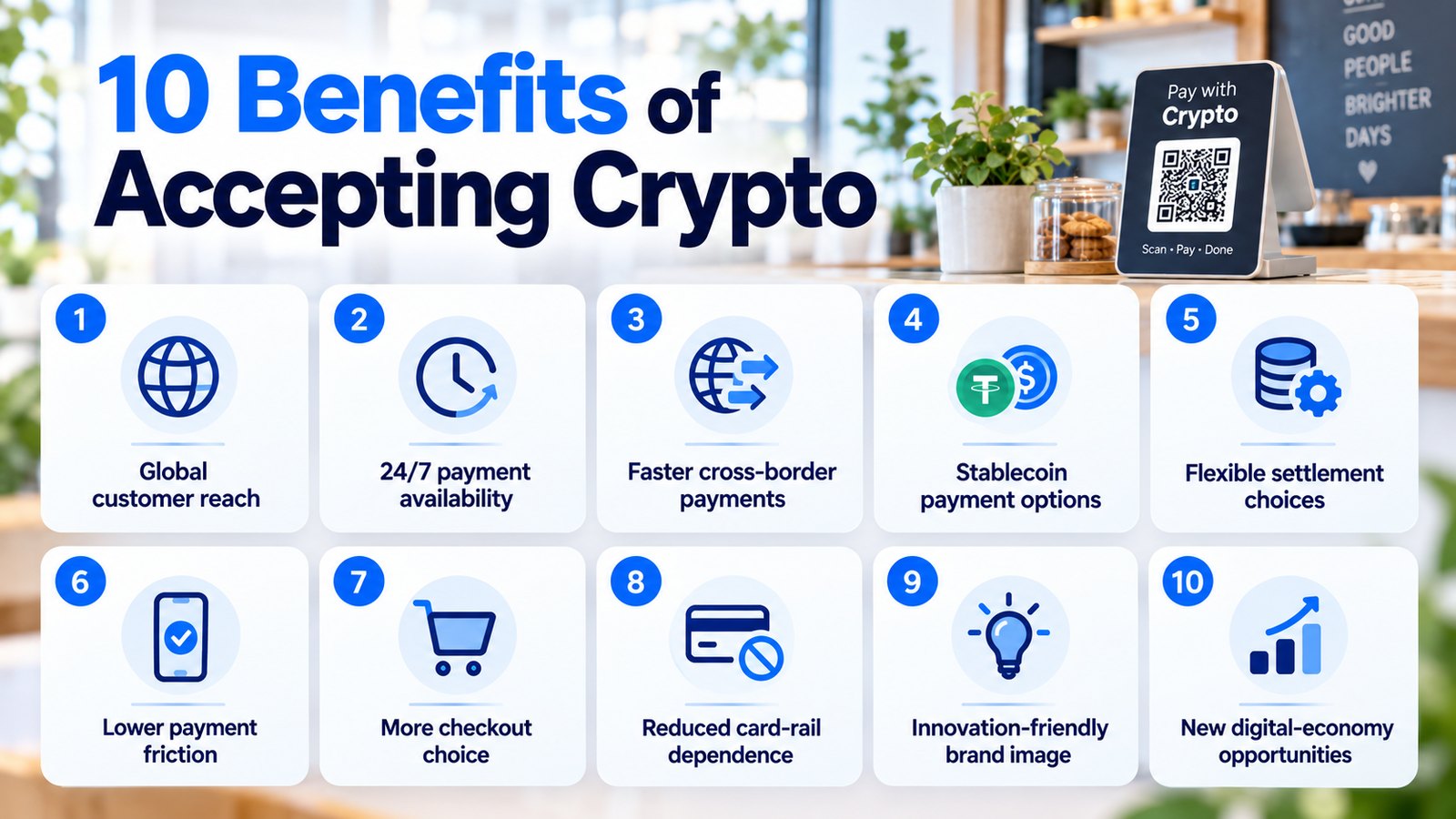 10 benefits of accepting crypto infographic