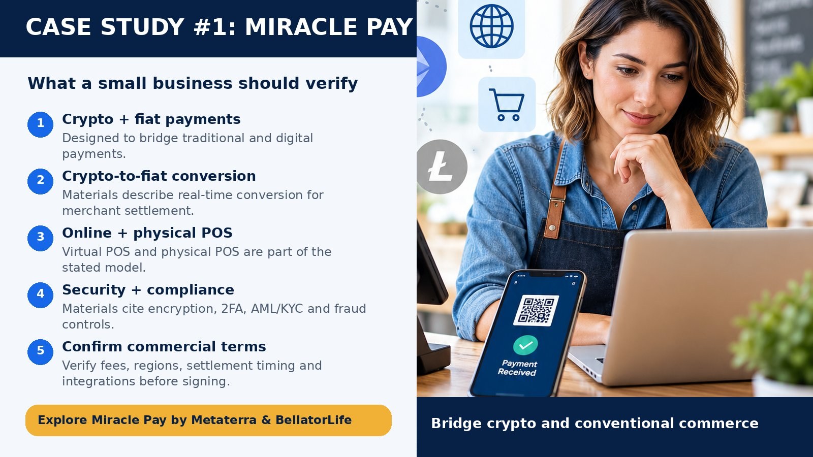 Miracle Pay case study for small businesses choosing a crypto payment processor