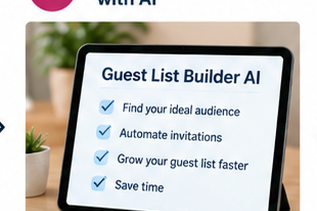 Guest List Builder AI and PublicistBot helping to organize and promote a webinar guest list.